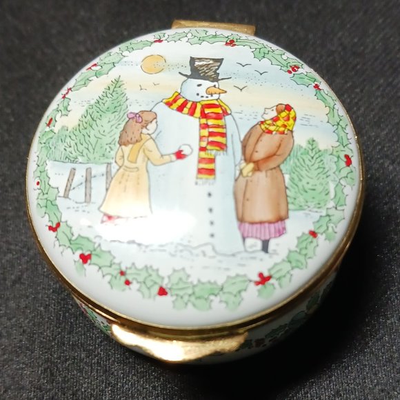 Crummles Enamel Trinket Box Harrods Christmas Snowman - Picture 1 of 6